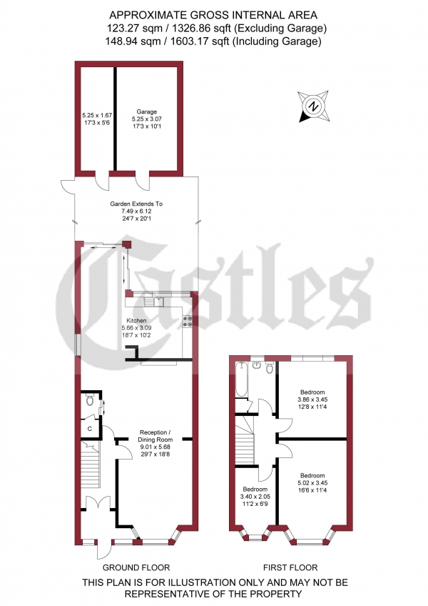 Floor Plan Image for 3 Bedroom Terraced House for Sale in Carlton Terrace, Great Cambridge Road, Edmonton, N18