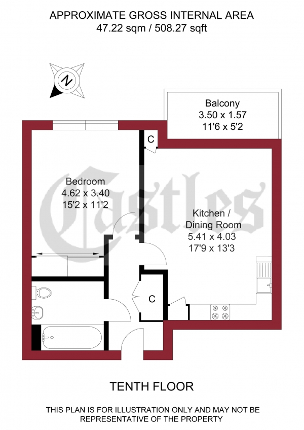 Floor Plan Image for 1 Bedroom Apartment for Sale in Alma Road, Enfield, EN3