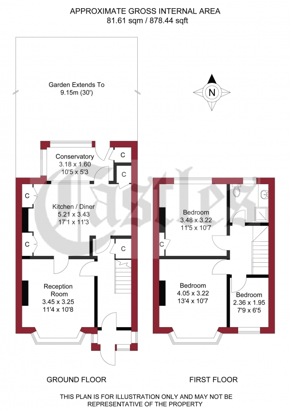 Floor Plan Image for 3 Bedroom Terraced House for Sale in Stockton Road, Edmonton