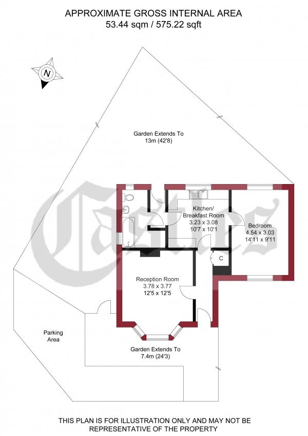 Floor Plan Image for 1 Bedroom Property for Sale in Cuckoo Hall Lane, Edmonton