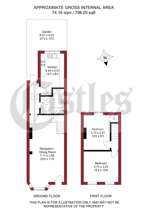 Floor Plan Image for 2 Bedroom Terraced House for Sale in Bounces Road, Edmonton