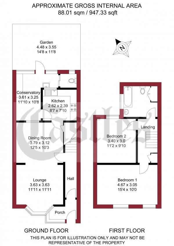 Floor Plan Image for 2 Bedroom Terraced House for Sale in Belmont Avenue, Edmonton