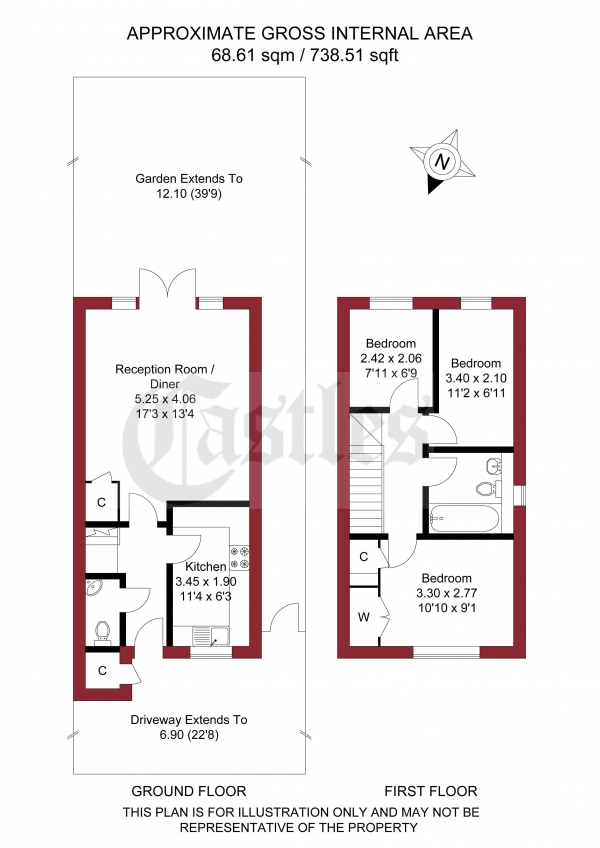 Floor Plan Image for 3 Bedroom Terraced House for Sale in Pentland Close, Edmonton