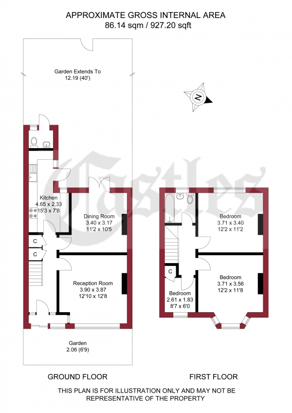 Floor Plan for 3 Bedroom Terraced House for Sale in Parkstone Avenue, Edmonton, N18, 1HF - Offers in Excess of &pound425,000