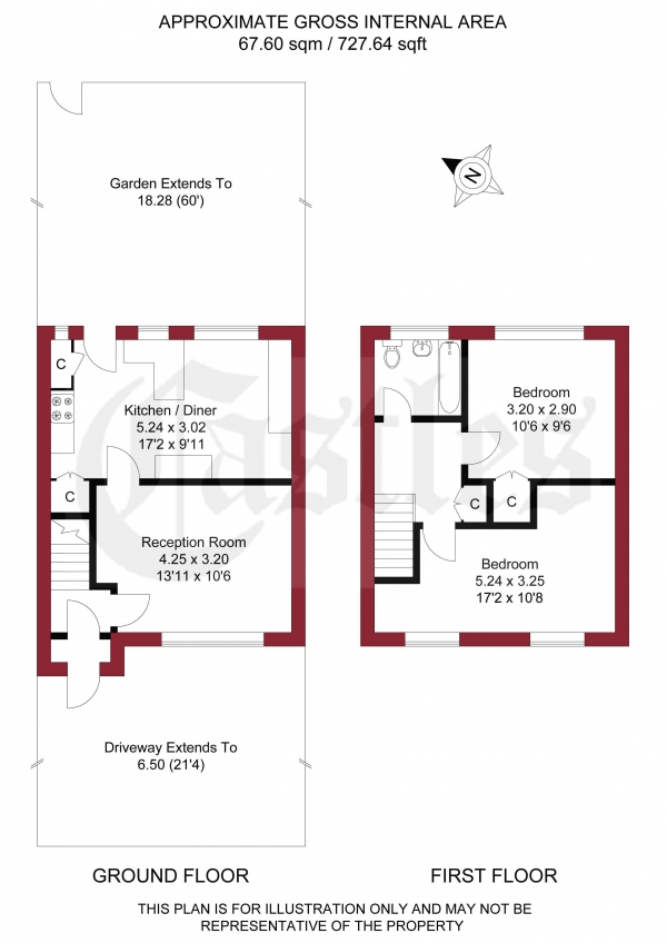 Floor Plan Image for 2 Bedroom Terraced House for Sale in Sandhurst Road, London