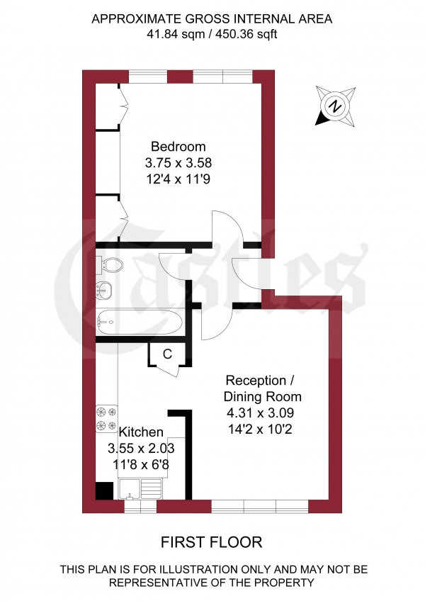 Floor Plan Image for 1 Bedroom Apartment for Sale in Gartons Close, Enfield