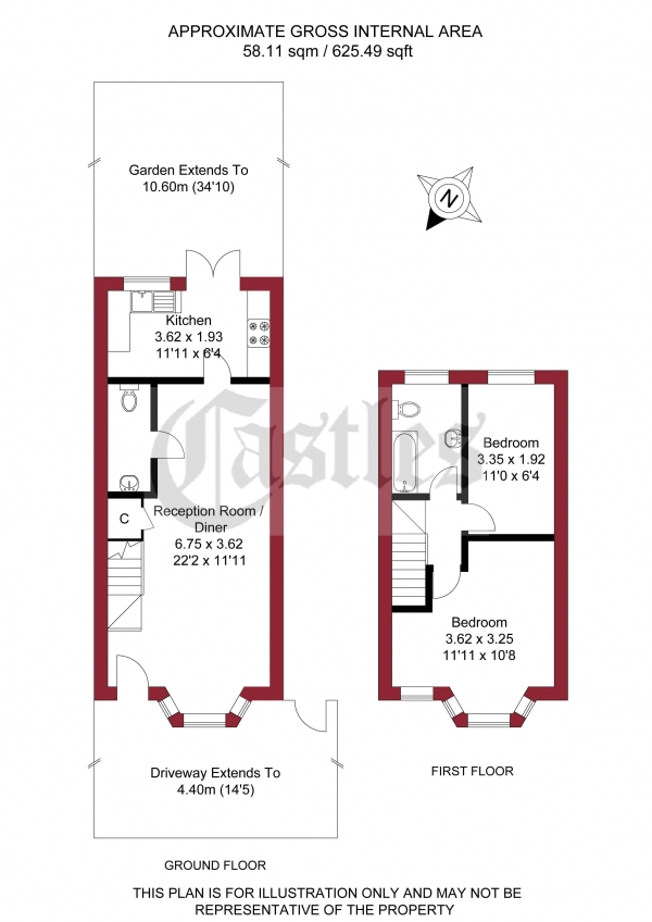 Floor Plan Image for 2 Bedroom Terraced House for Sale in Dover Road, Edmonton