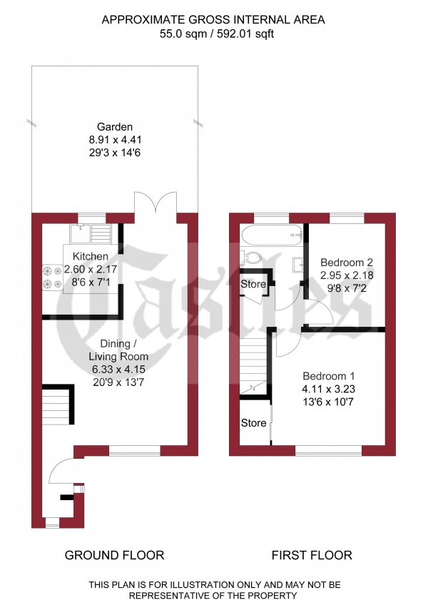 Floor Plan for 2 Bedroom Terraced House for Sale in Wellington Avenue, London, N9, 0RW - Offers in Excess of &pound349,950