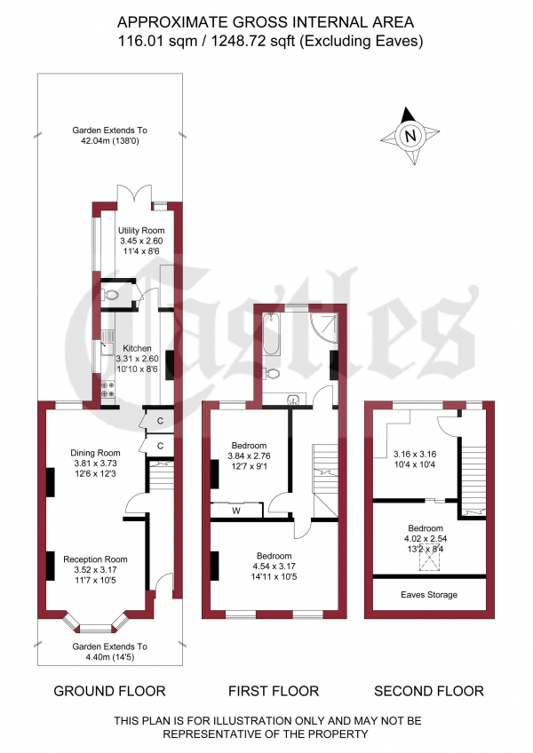 Floor Plan for 3 Bedroom Terraced House for Sale in Southfield Road, Enfield, EN3, 4BU - Offers in Excess of &pound450,000