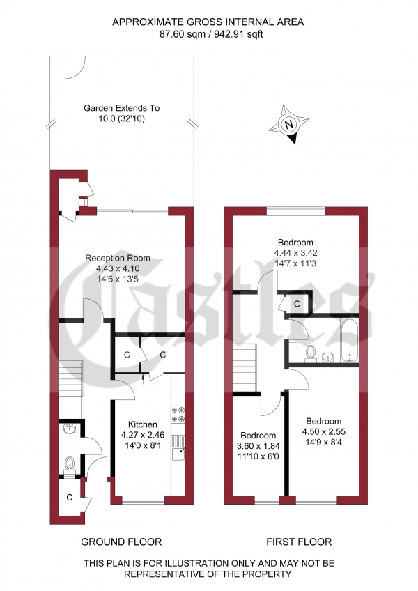 Floor Plan Image for 3 Bedroom Terraced House for Sale in Kennedy Avenue, Enfield, EN3