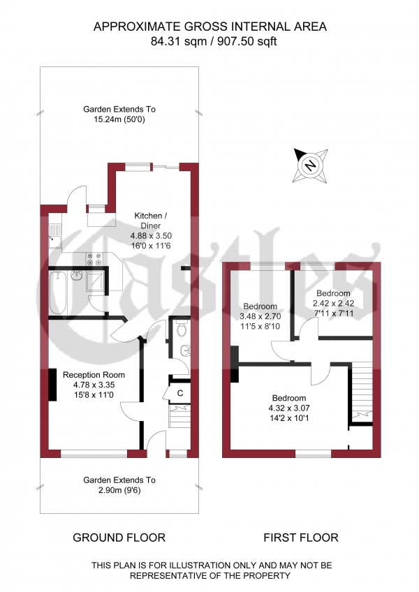 Floor Plan Image for 3 Bedroom Terraced House for Sale in St Alphege Road, Edmonton