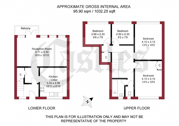 Floor Plan for 4 Bedroom Property for Sale in Bounces Road, Edmonton, N9, 8LP - Offers in Excess of &pound309,950