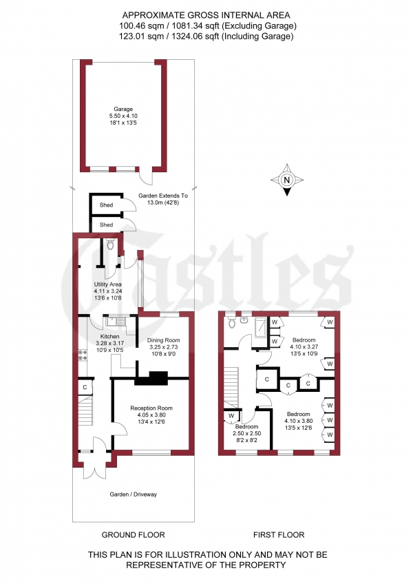 Floor Plan for 3 Bedroom Terraced House for Sale in Sandhurst Road, Edmonton, N9, 8BH - Offers in Excess of &pound415,000