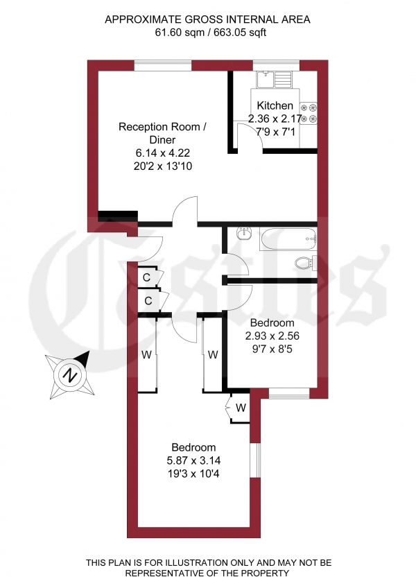 Floor Plan for 2 Bedroom Apartment for Sale in Milestone Close, Edmonton, N9, 9GA - Offers in Excess of &pound289,950