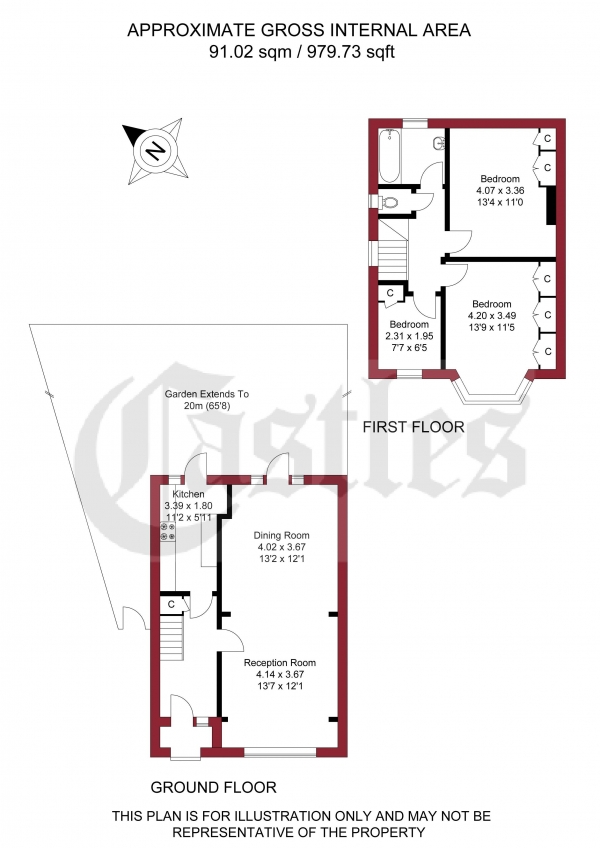 Floor Plan Image for 3 Bedroom Semi-Detached House for Sale in Elmcroft Avenue, Edmonton