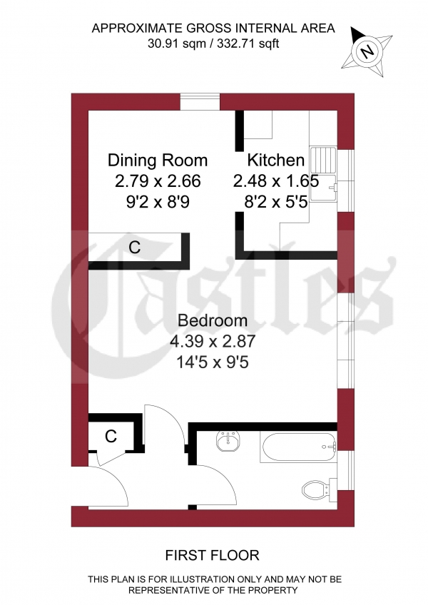 Floor Plan Image for 1 Bedroom Apartment for Sale in Linnet Close, Edmonton