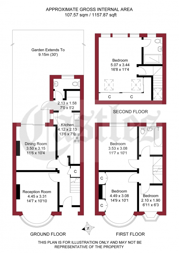 Floor Plan for 4 Bedroom Terraced House for Sale in Chatsworth Drive, Enfield, EN1, 1EX - Offers in Excess of &pound569,950