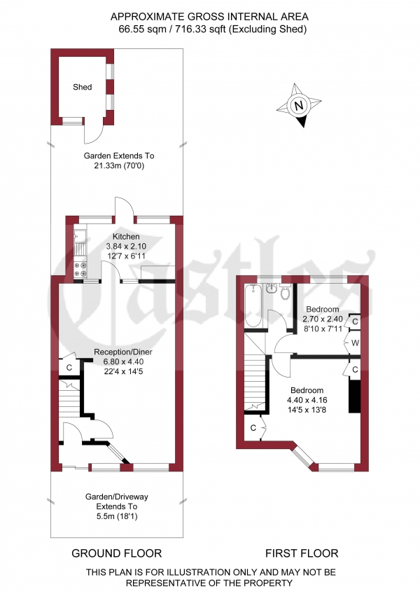 Floor Plan Image for 2 Bedroom Terraced House for Sale in Galliard Road, Edmonton