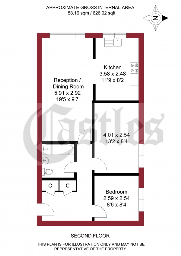 Floor Plan Image for 2 Bedroom Apartment for Sale in Scotland Green Road, Enfield