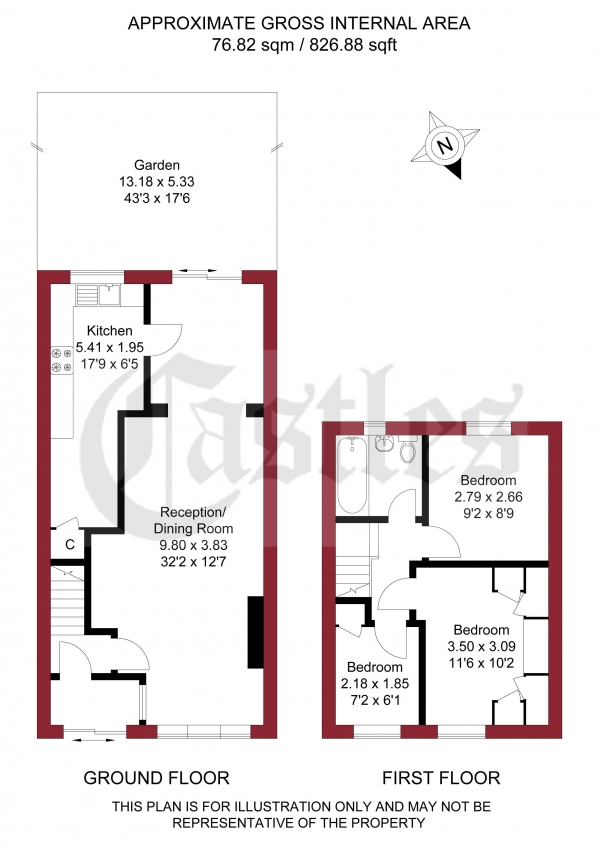 Floor Plan Image for 3 Bedroom Terraced House for Sale in Middleham Road, Edmonton