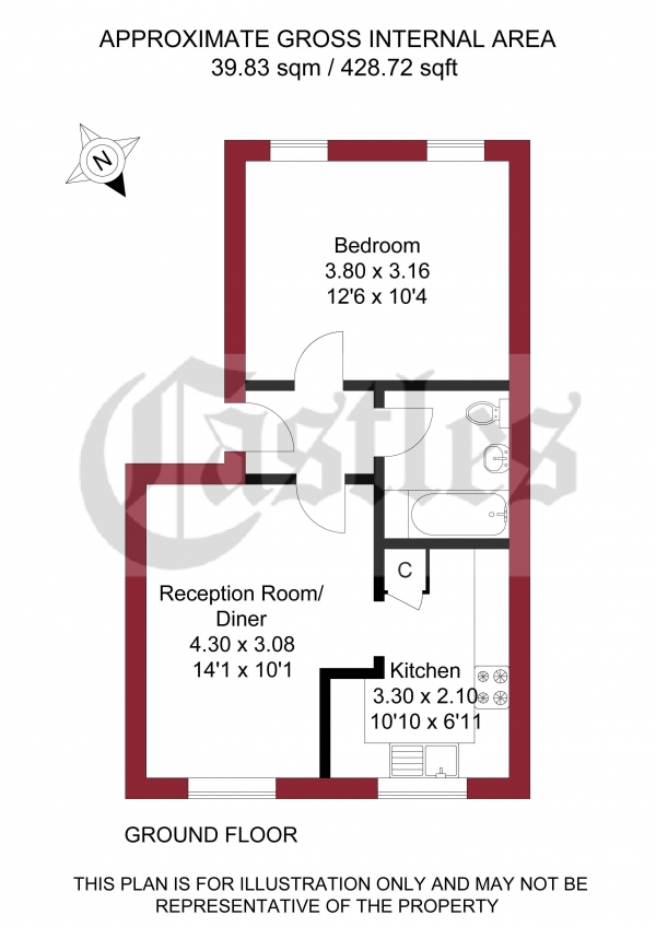 Floor Plan Image for 1 Bedroom Apartment for Sale in Dunnock Close, Edmonton, N9