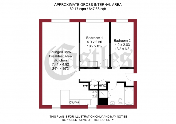 Floor Plan Image for 2 Bedroom Apartment for Sale in Culpepper Close, Edmonton, N18