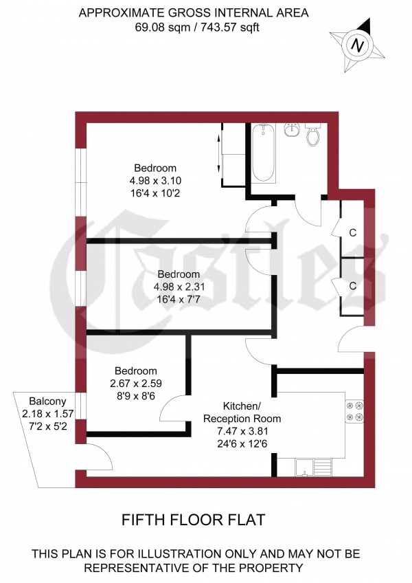 Floor Plan Image for 2 Bedroom Apartment for Sale in The Concourse, Edmonton