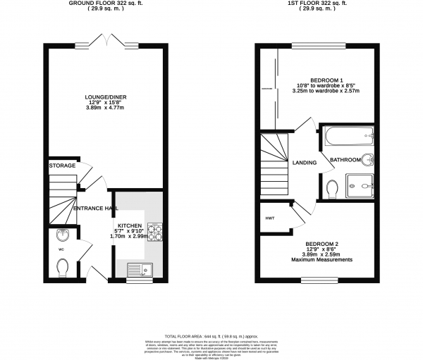 Floor Plan Image for 2 Bedroom Semi-Detached House for Sale in Parsley Close, Red Lodge, IP28 8GP