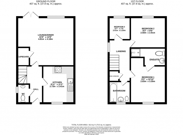 Floor Plan Image for 3 Bedroom Property for Sale in Snowdrop Way Red Lodge IP28 8WQ