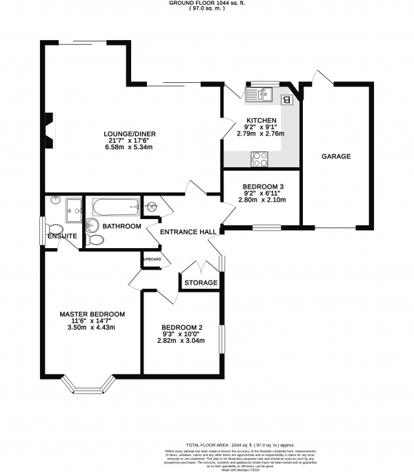 Floor Plan Image for 3 Bedroom Detached Bungalow for Sale in Denham Lane, Barrow, IP29 5DZ