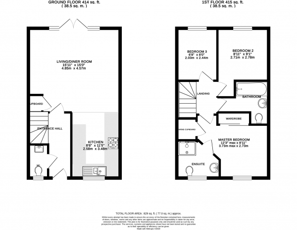 Floor Plan Image for 3 Bedroom Semi-Detached House for Sale in Primrose Drive, Red Lodge, IP28 8ZQ