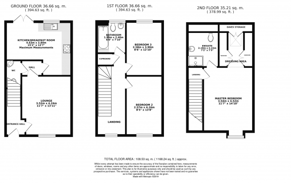 Floor Plan Image for 3 Bedroom End of Terrace House for Sale in Hundred Acre Way, Red Lodge, P28 8NQ