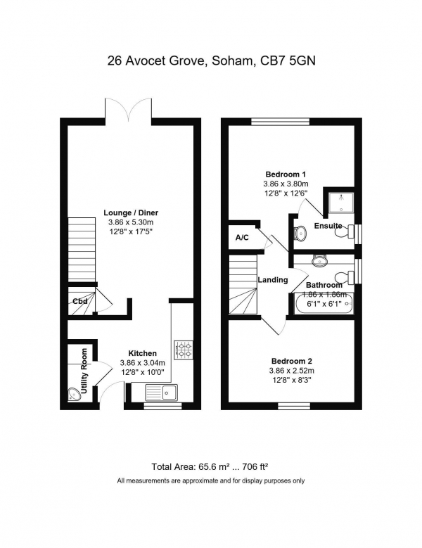 Floor Plan Image for 2 Bedroom End of Terrace House for Sale in Avocet Grove, Soham, CB7