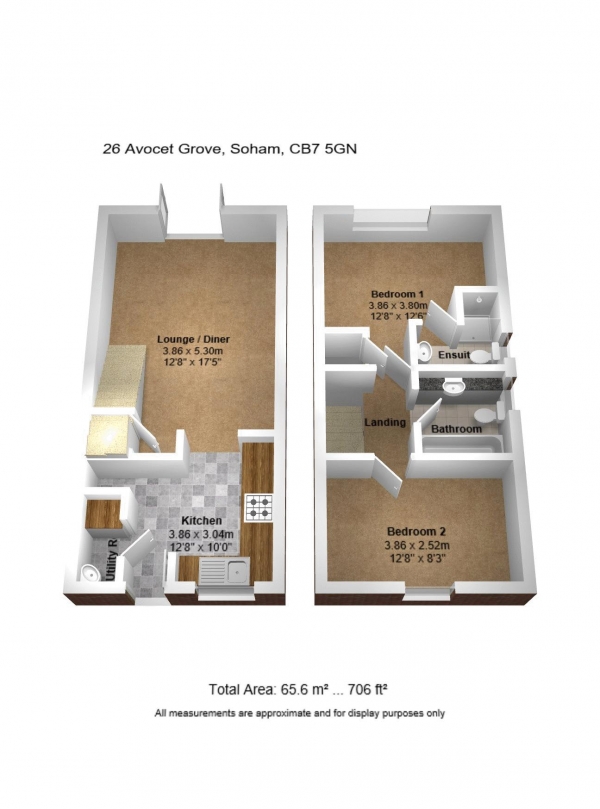 Floor Plan Image for 2 Bedroom End of Terrace House for Sale in Avocet Grove, Soham, CB7