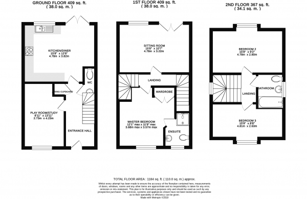 Floor Plan Image for 3 Bedroom Semi-Detached House for Sale in Anvil Way, Kennett, CB8 8GY