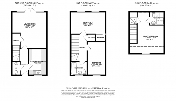 Floor Plan Image for 3 Bedroom Terraced House for Sale in Spearmint Way, Red Lodge, IP28 8WJ