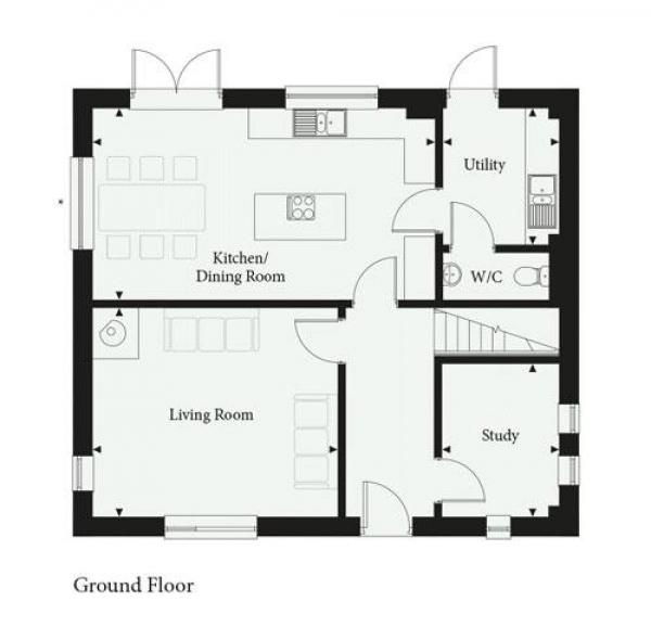 Floor Plan Image for 3 Bedroom Detached House for Sale in (Plot 60 The Fielden) Old Stable Lane, Kentford, CB8 7GH