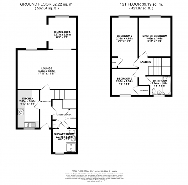 Floor Plan Image for 3 Bedroom Semi-Detached House for Sale in Guntons Close, Soham, CB7 5DN