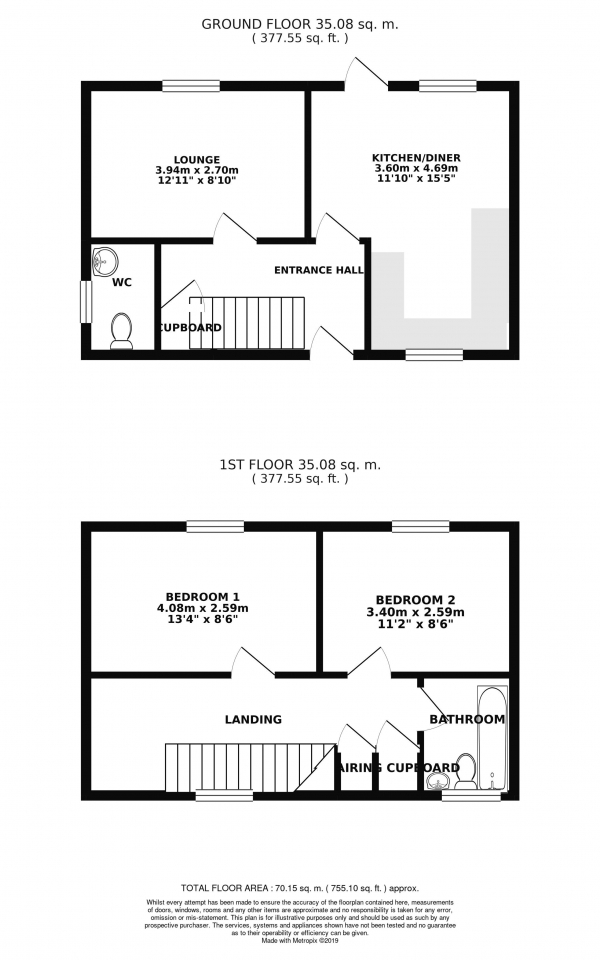 Floor Plan Image for 2 Bedroom Semi-Detached House for Sale in Gadwall Way Soham CB7 5GQ