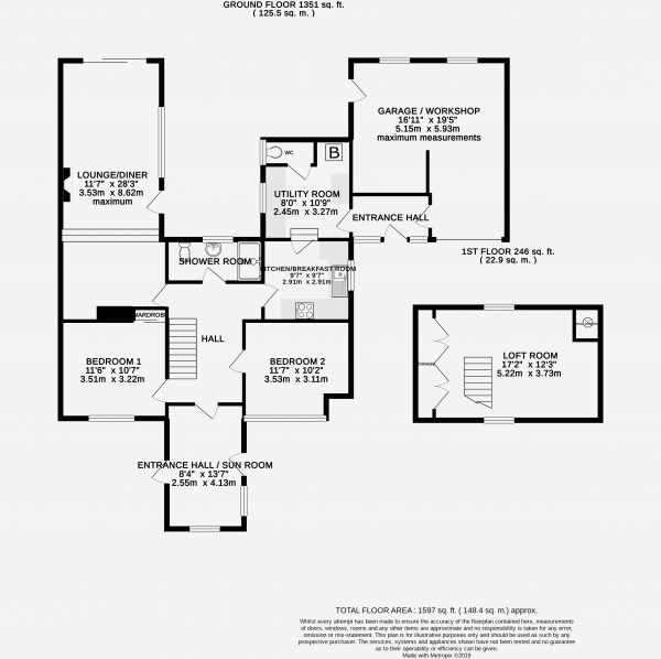 Floor Plan Image for 2 Bedroom Detached Bungalow for Sale in Station Road Kennett CB8 7QD