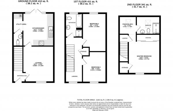 Floor Plan Image for 3 Bedroom End of Terrace House for Sale in Marham Park, Bury St. Edmunds, IP32 6TS
