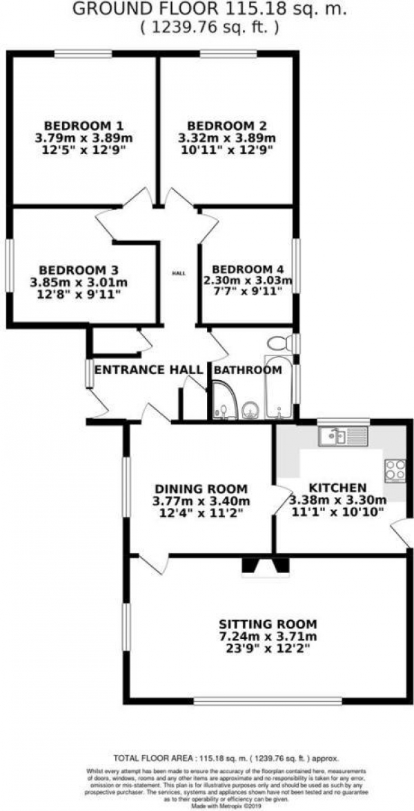 Floor Plan Image for 4 Bedroom Detached Bungalow for Sale in Mortimer Lane, Freckenham, IP28 8JD