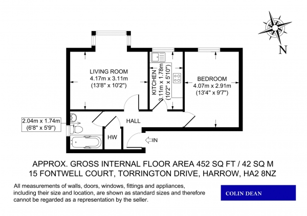 Floor Plan Image for 1 Bedroom Property to Rent in Fontwell Court, Torrington Drive, South Harrow