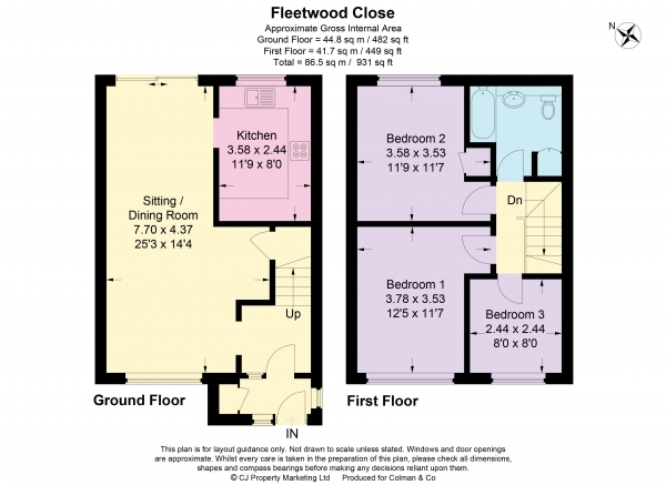 Floor Plan Image for 3 Bedroom Terraced House for Sale in Fleetwood Close, Chalfont St. Giles