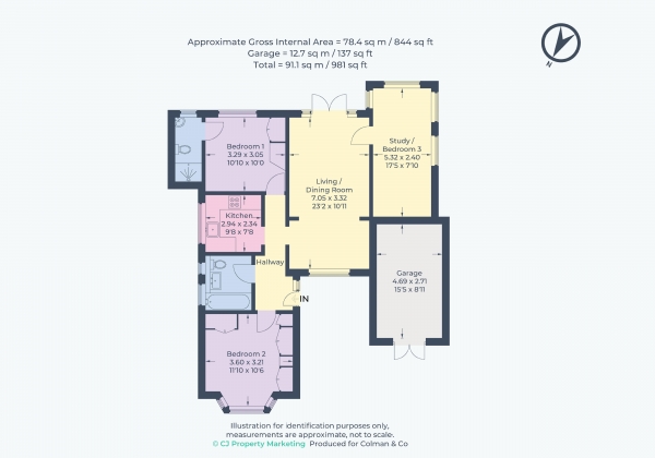 Floor Plan Image for 3 Bedroom Detached Bungalow for Sale in Orchard Road, Chalfont St. Giles