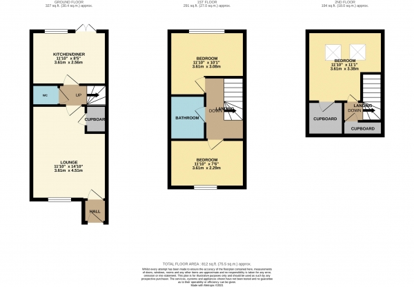 Floor Plan Image for 3 Bedroom Terraced House to Rent in Kenwood Crescent, Ingleby Barwick