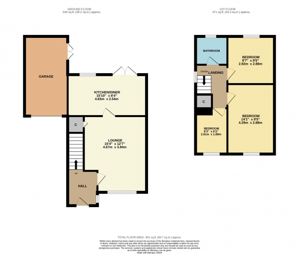 Floor Plan Image for 3 Bedroom Semi-Detached House for Sale in Morville Court, Ingleby Barwick