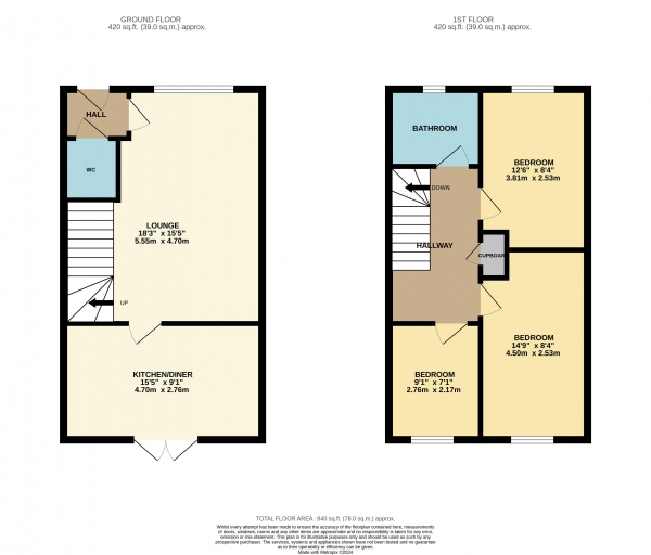 Floor Plan Image for 3 Bedroom Semi-Detached House to Rent in Tangmere Road, Yarm