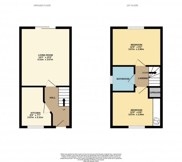 Floor Plan for 2 Bedroom Semi-Detached House to Rent in Langleeford Way, Stockton-On-Tees, Ingleby Barwick, TS17, 0FB - £196 pw | £850 pcm