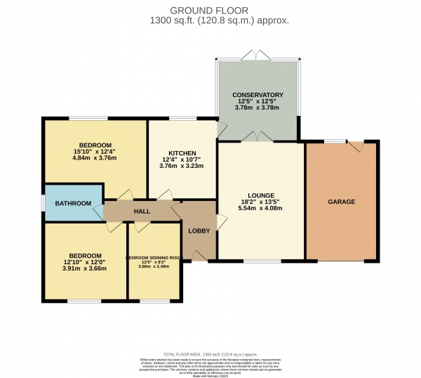 Floor Plan Image for 3 Bedroom Detached Bungalow for Sale in Crathorne Park, Normanby